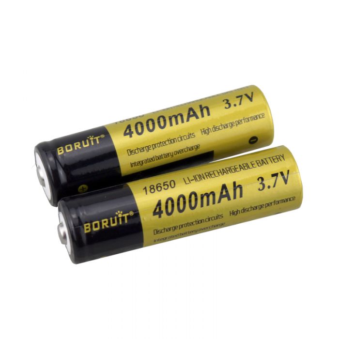 BORUIT 4000mAh 18650 3.7V Rechargeable Li-ion Battery(2-Pcs)