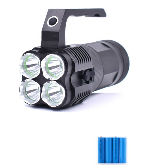 4 * T6 LED lamp beads portable spotlight flashlight searchlight powered by  4 18650 batteries