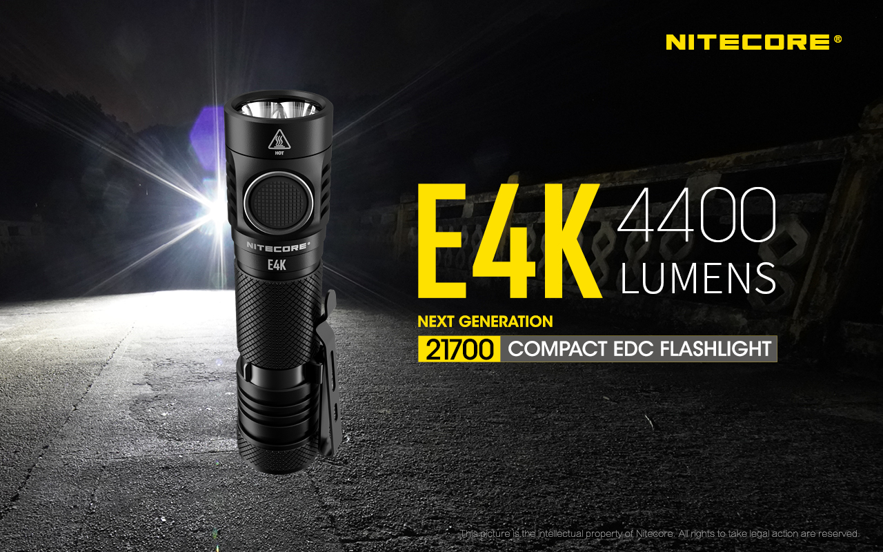 Nitecore E4K Strong Light Highlight 4400 Lumen 21700 Batteria