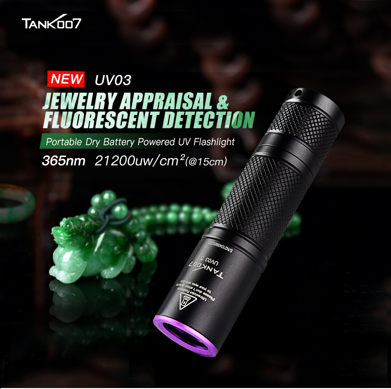 Tank007 UV03 365 nm Portable purple light Flashlight AAA Battery